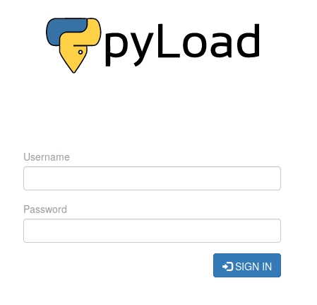 Pyload login page